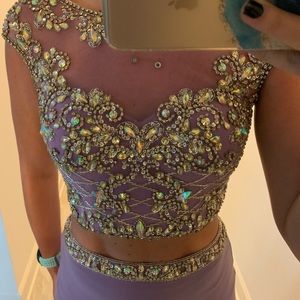 Purple bejeweled 2-piece dress